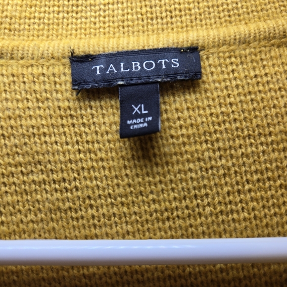 Womens XL Talbots Golden Yellow Open Front Cardigan Wool Blend Sweater - Picture 3 of 7